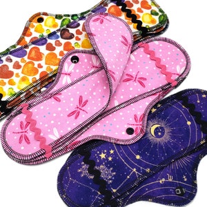 Customizable Cloth Pad, Reusable Cotton Flannel Menstrual Pad with Inserts, Medium to Heavy Flow, Choose Your Fabric, Zero Waste | Midi Pad