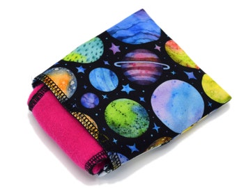 Cloth Pad Wrappers - Leakproof and Reusable Wet Bag for Cloth Pads in Small, Medium or Large, for Pads up to 14" - Cosmic Planets