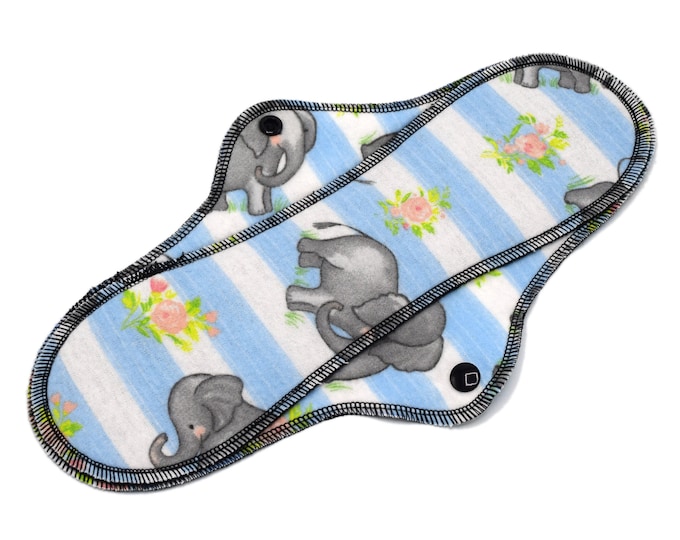 Reusable Cloth Pad, Leakproof Cotton Flannel Menstrual Pads for Medium to Heavy Flow, Sanitary Napkin, Animal Lover - Elephant| RegularWings
