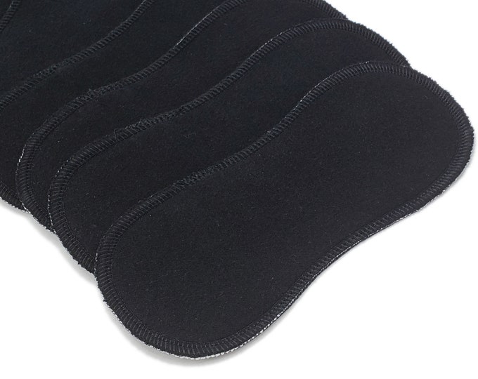 Wingless Panty Liners - Super Soft and Leakproof Cotton Flannel Panty Liners for Light Flow in 6", 7", 8", 9" - Black