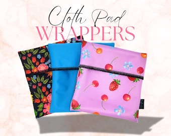 Cloth Pad Wrappers, Small Wet Bag for Reusable Cloth Pads up to 14", Washable Pad Pouch for Discreet Pad Storage, Choose Your Print!