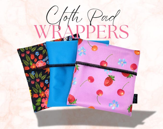 Cloth Pad Wrappers, Small Wet Bag for Reusable Cloth Pads up to 14", Washable Pad Pouch for Discreet Pad Storage, Choose Your Print!
