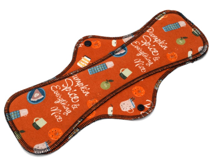 Reusable Period Cloth Pads, Leakproof Cotton Flannel Menstrual Pads, Medium, Heavy, Cute Pads for girls - Pumpkin Spice Fall | RegularWings