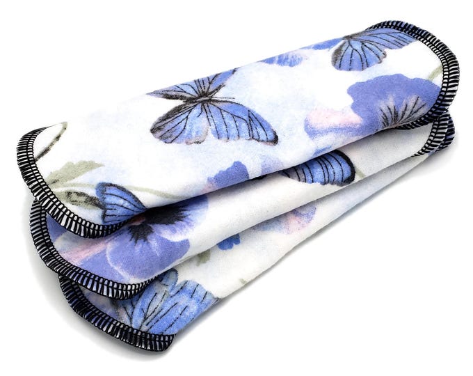 Reusable Panty Liner - Daily Liner - Cotton Flannel - 6" To 9" - Blue Butterflies