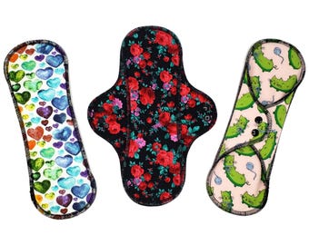 Reusable Cloth Pad - Maxi Pad For Heavy Flow - Cotton Flannel - 12" To 18" - Surprise Prints