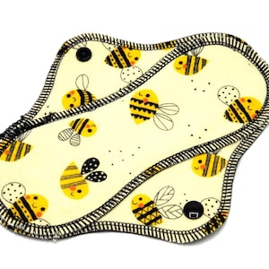 Flannel Panty Liner, Leakproof Reusable Pads for Light Flow, Sanitary Napkin, Eco Friendly Gift for Her, Cloth Pads - Bees | Light Pad