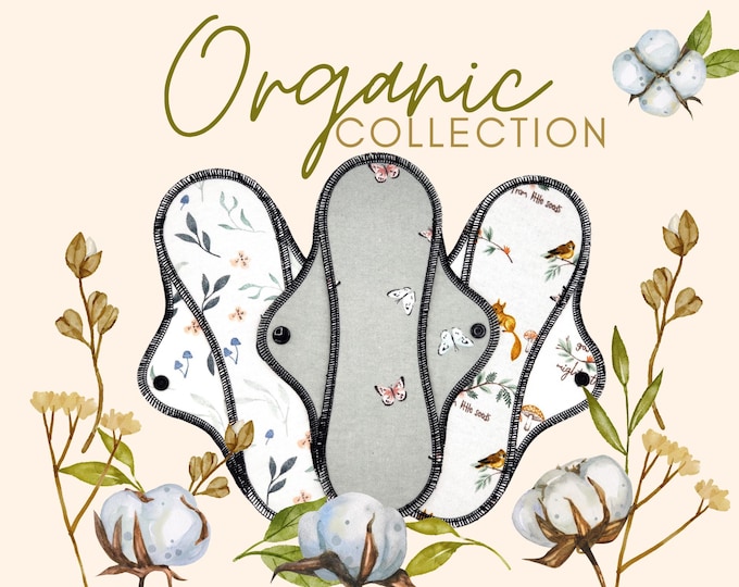 Organic Cotton Flannel Cloth Pads and Panty Liners - 6" To 18" - Daily, Light, Midi & Maxi - Choose Your Print