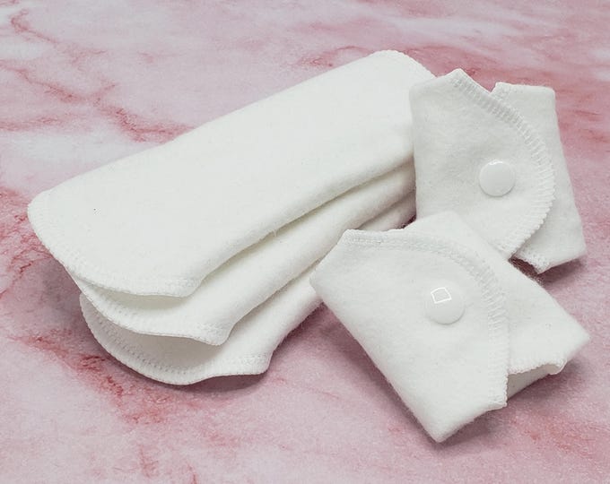 Reusable Panty Liner - Daily Liner - Cotton Flannel - 6" To 9" - White