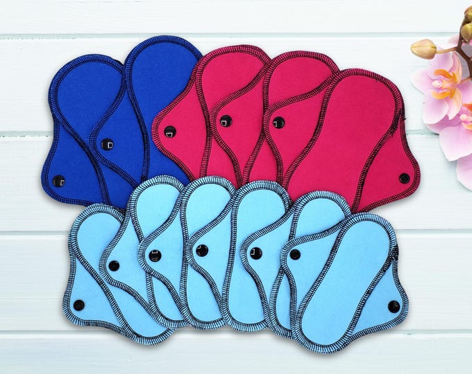First Period Cloth Pads Set - Daily, Light & Midi - 11 Pieces - Small Sizes - Choose Your Colors