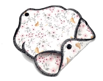 Reusable Panty Liner - Daily Liner - Cotton Flannel - 6" To 9" - Little Birds