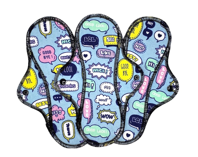 Reusable Cloth Pad - Midi Pad For Regular Flow - Cotton Flannel - 8″ to 14″ - LOL