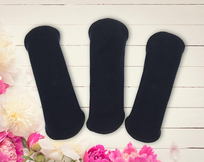 Reusable Panty Liner - Daily Liner - Cotton Flannel - 6" To 9" - Black