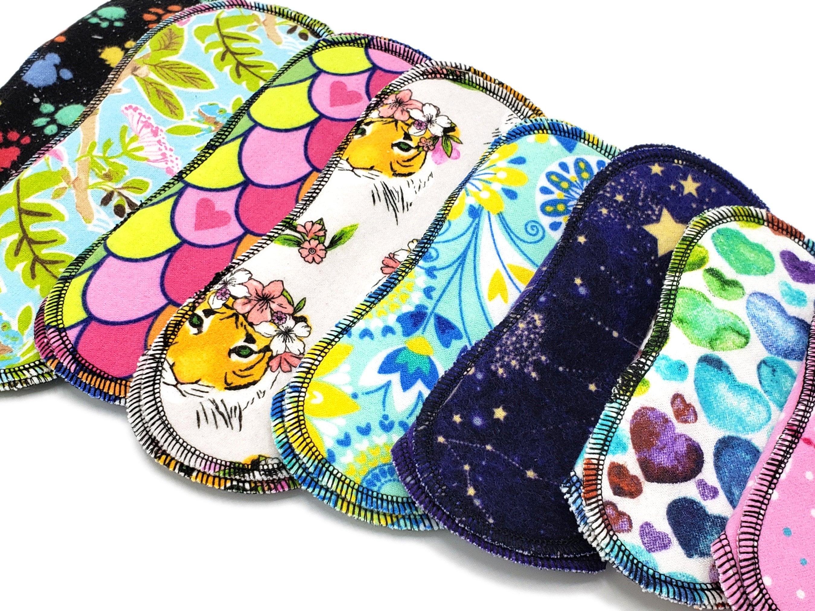 Reusable Panty Liners - Super Soft and Leakproof Cotton Flannel Panty Liners  for Light Flow in Cute Prints in 6, 7, 8, 9