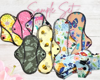 Cloth Pad Sample Set - Daily, Light, Midi & Maxi - Cotton Flannel - 6" To 18" - Surprise Prints