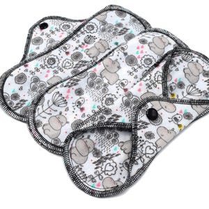 Leakproof Reusable Cloth Panty Liners - Super Soft Cotton Flannel Reusable Pads for Light Flow in 6&quot;, 7&quot;, 8&quot;, 9&quot; - Cute Hippos | Light Pad