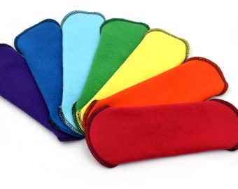 Protegeslips de tela, almohadillas de tela de franela de algodón súper suave para un flujo muy ligero, protegeslip transpirable, sanitario, colores del arco iris / DailyWings