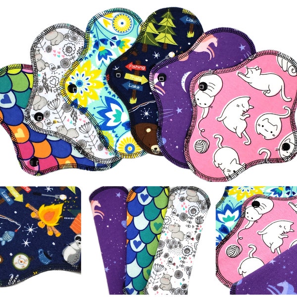 Cloth Panty Liners, Soft Cotton Flannel Panty Liners for Very Light Flow, Breathable Pantiliner, Day Pad - Cute Surprise Prints | DailyWings