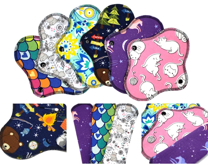 Cloth Panty Liners, Soft Cotton Flannel Panty Liners for Very Light Flow, Breathable Pantiliner, Day Pad - Cute Surprise Prints | DailyWings