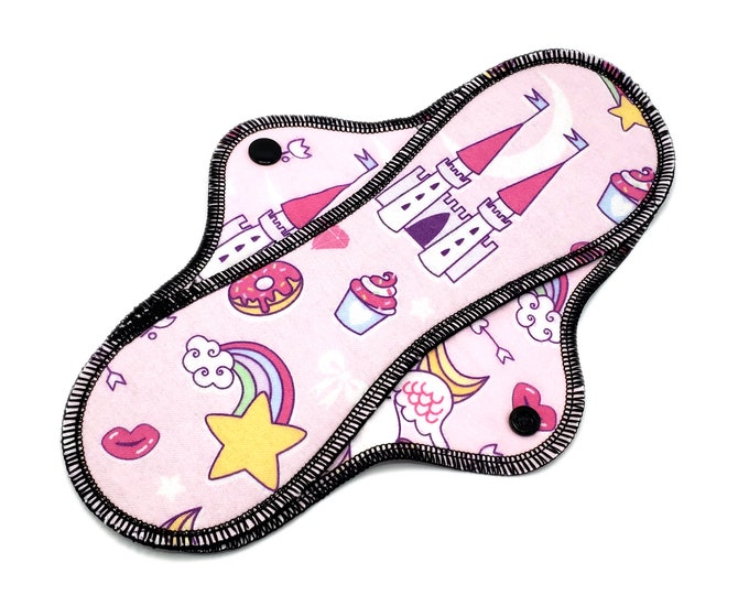 Reusable Cloth Pad for Teen Pad Period Cotton Flannel Menstrual Pad Leakproof Period Pad Gift for Women Zero Waste Custom Pad Pink Castle