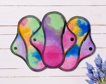 Reusable Cloth Pad - Light Pad - Cotton Flannel - 6" To 9" - Watercolor