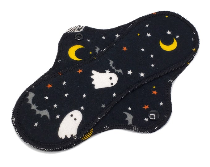 Reusable Cloth Pads, Leakproof Cotton Flannel Menstrual Pad, Super Soft and Absorbent Period Pads for Women - Cute Ghosts | RegularWings