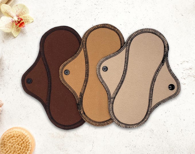 Reusable Cloth Pads - Daily, Light, Midi & Maxi - Light to Heavy Flow - 6″ to 18″ - Brown Tones