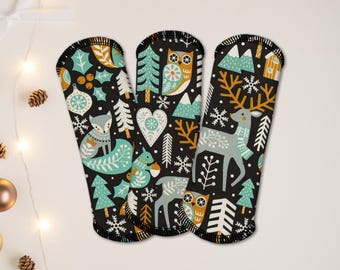 Reusable Panty Liner - Daily Liner - Cotton Flannel - 6" To 9" - Winter Woodland Animals