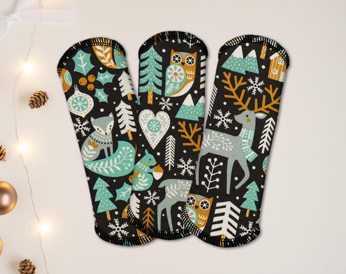 Reusable Panty Liner - Daily Liner - Cotton Flannel - 6" To 9" - Winter Woodland Animals