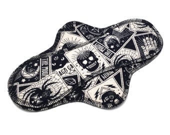 Reusable Cloth Pad - Midi Pad For Regular Flow - Cotton Flannel - 8″ to 14″ - Tarot Cards