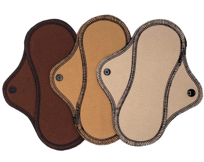 Reusable Cloth Pad - Light Pad - Cotton Flannel - 6" To 9" - Brown Tones