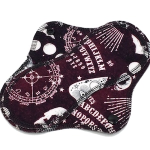 Cloth Panty Liners, Reusable Pads Set, Soft Cotton Flannel Reusable Period Cloth Pads, Eco Friendly Gift, Mystical Magical Ouija |Light Pad