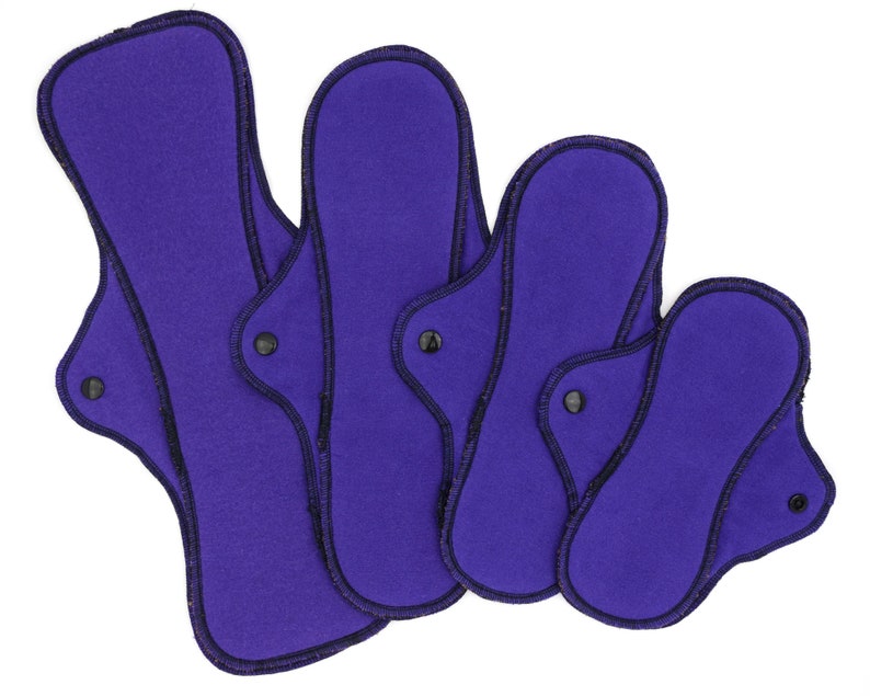 12 and 14| RegularWings Reusable Cloth Pads Variety Set 4 Cotton Flannel Menstrual Pads for Regular to Heavy Flow in 8 10