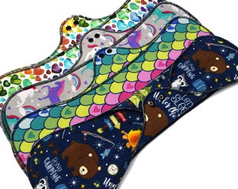 Reusable Cloth Pad - Maxi Pad For Heavy Flow - Cotton Flannel - 18" - Surprise Prints