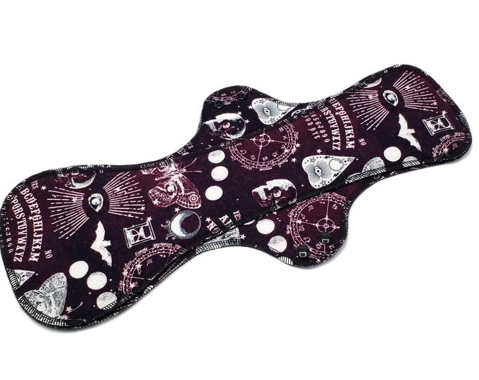 Reusable Cloth Pad - Maxi Pad For Heavy Flow - Cotton Flannel - 18" - Ouija Board