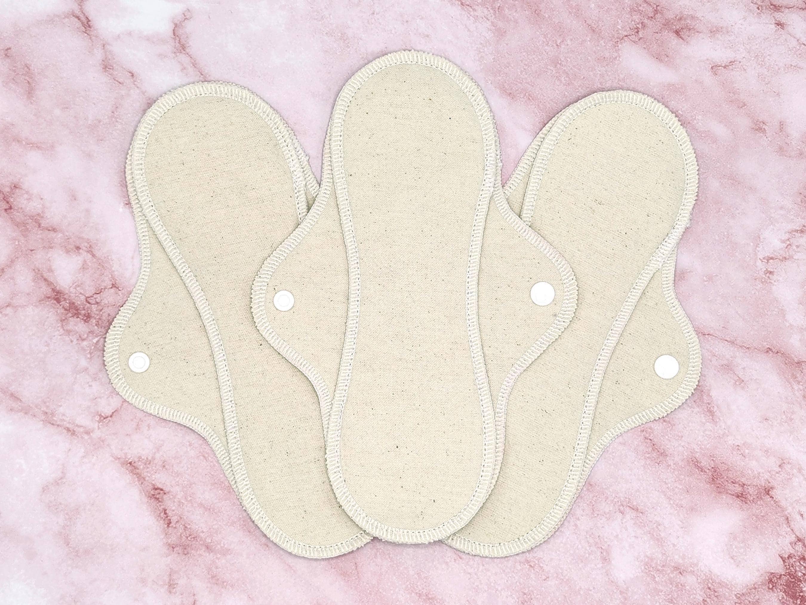 Organic Reusable Pads, Unbleached Cotton Flannel Cloth Pad, Reusable Period Pads, Organic Menstrual Pad, Eco Friendly Gift, Off-white | Midi