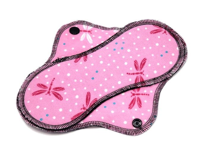 Reusable Menstrual Cloth Pad, Super Soft and Leakproof Cotton Flannel Sanitary Napkin, Washable Period Pad, Pink Dragonfly | RegularWings