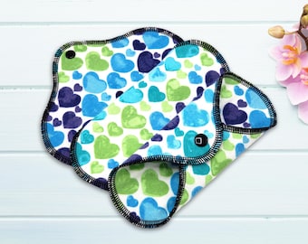 Reusable Panty Liner - Daily Liner - Cotton Flannel - 6" To 9" - Blue Hearts