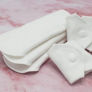 Panty Liners, Reusable Light Cotton Flannel Cloth Pads, Washable Eco Friendly Daily Liners for Women, Zero Waste Period, White | Daily Liner