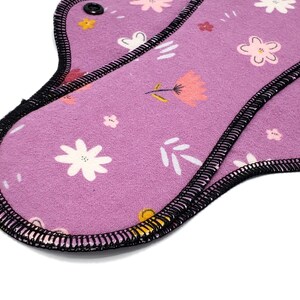 Reusable Cloth Pad - Midi Pad For Regular Flow - Cotton Flannel - 8″ to 14″ - Black image 4