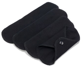 Cloth Panty Liners, Super Soft Cotton Flannel Panty Liners for Very Light Flow, Breathable Pantiliner, Sanitary Napkin - Black | DailyWings