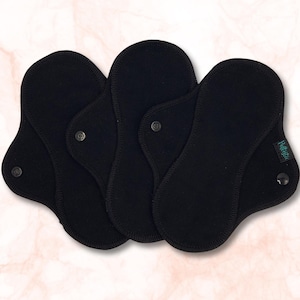 Reusable Cloth Pad - Light Pad - Cotton Flannel - 6" To 9" - Black