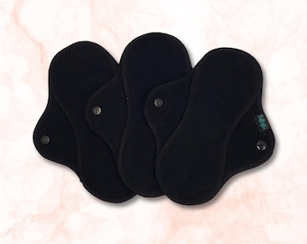 Reusable Cloth Pad - Light Pad - Cotton Flannel - 6" To 9" - Black