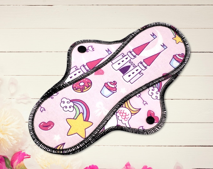 Reusable Pads Set, Soft Cloth Pads for Teens, Cute Menstruation Pad, Period Pads, Zero Waste Gift for her, Unicorn and Castle | RegularWings