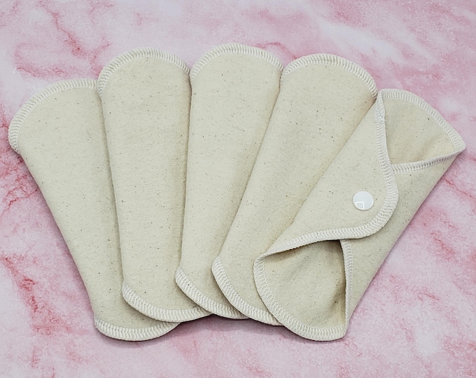 Organic Reusable Panty Liner - Daily Liner - Cotton Flannel - 6" To 9" - Unbleached White