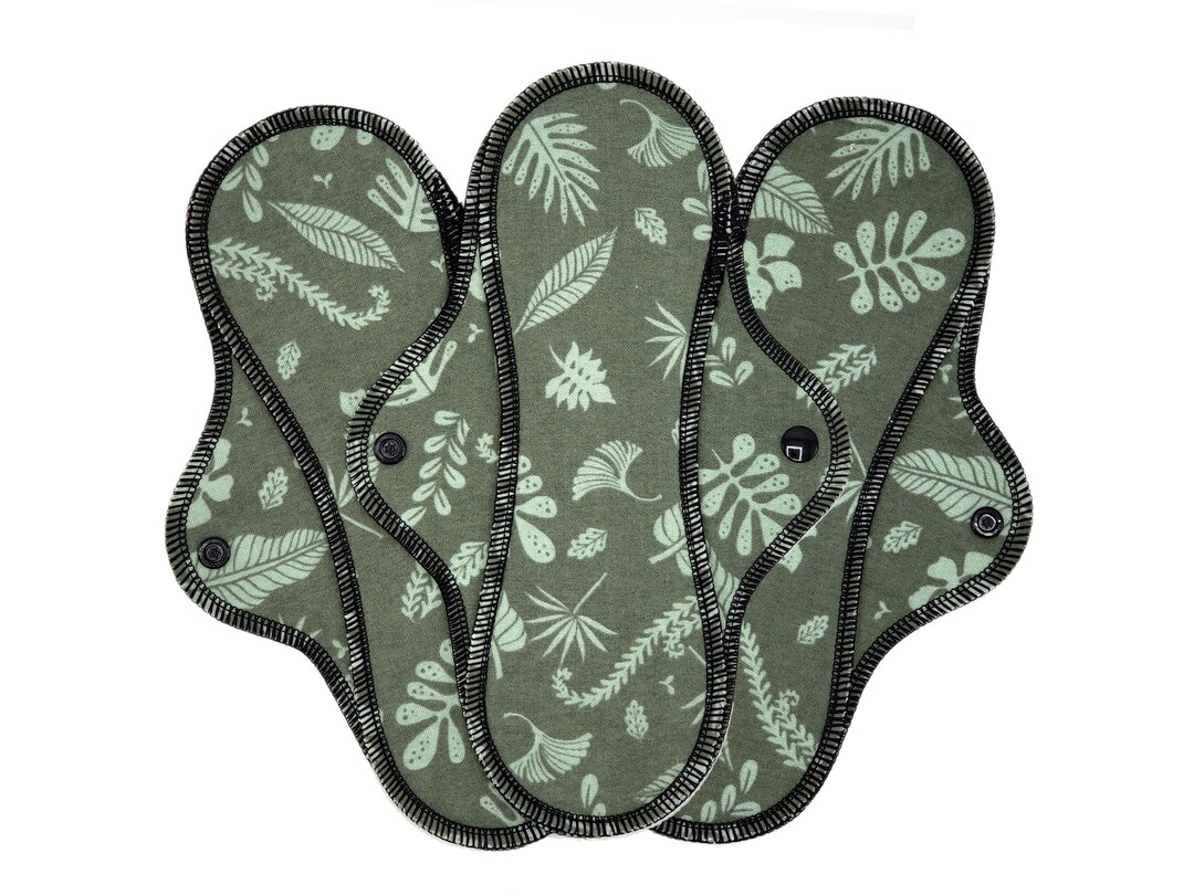 Organic Cotton Flannel Cloth Pad, Reusable Period Pads for Medium to