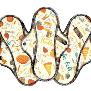 Reusable Cloth Pad - Midi Pad For Regular Flow - Cotton Flannel - 8″ to 14″ - Pumpkin Pie