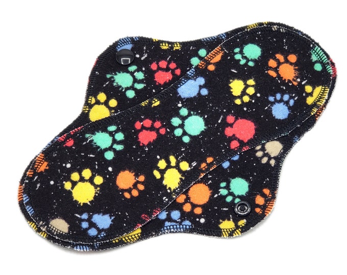 Leakproof Reusable Cloth Panty Liner - Super Soft Cotton Flannel Panty Liners for Light Flow in 6", 7", 8", 9" - Pawprints | LightWings