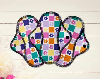 Reusable Cloth Pad - Light Pad - Cotton Flannel - 6" To 9" - Colorful Flowers