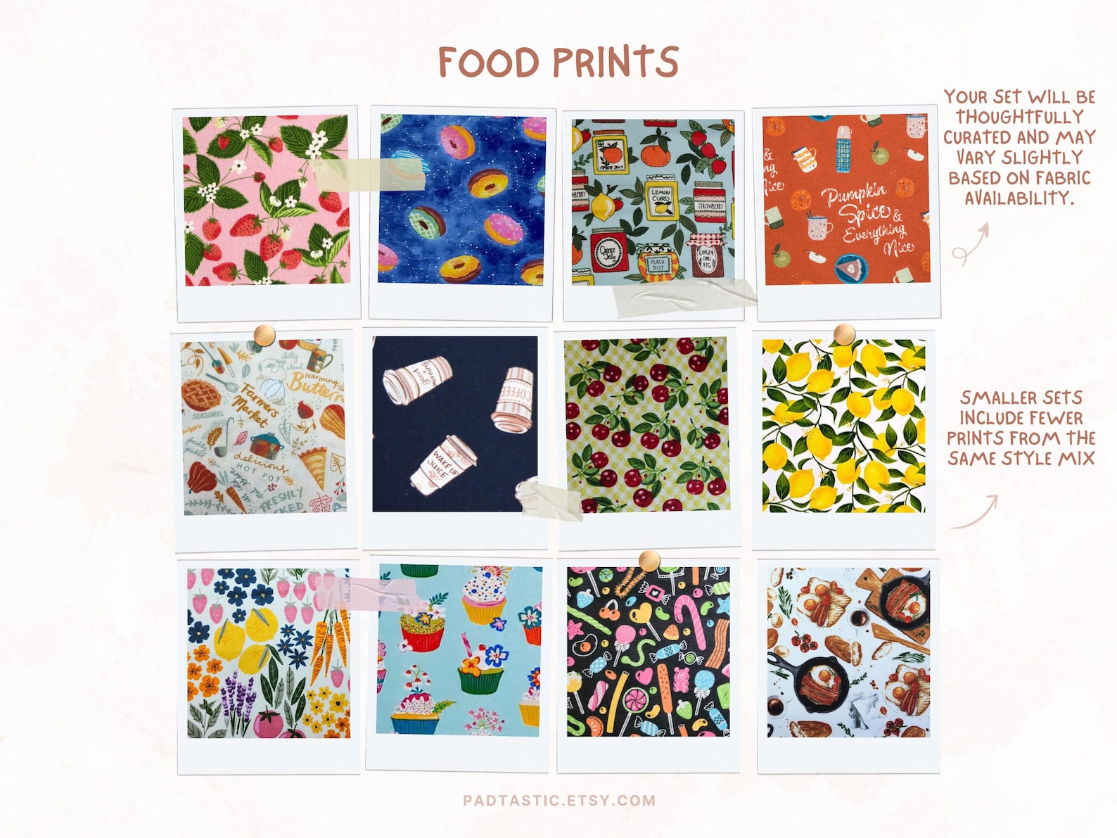 Reusable Paper Towels - Cotton Flannel - 1 Ply - 12" by 10" - Set of 4, 12 Or 24 - Choose Your Prints - Set of 12, Food Prints