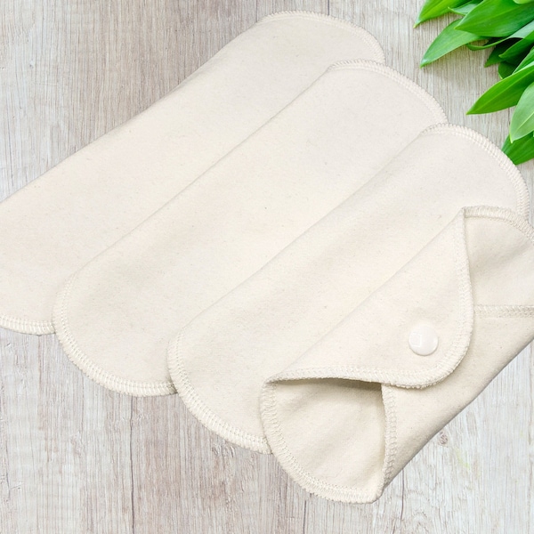White Reusable Cloth Panty Liners - Super Soft and Light 100% Cotton Flannel Daily Liners for Daily Wear in 6", 7", 8" and 9" - DailyWings